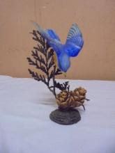 Royal Worcester Cardinal Bluebird Bird Figure on Metal Tree