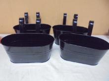 Set of 4 Metal Hanging Planters