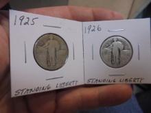 1925 & 1926 Silver Standing Liberty Quarters