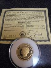 Copy 24kt Gold Plated .999 Pure Silver 1879 $4 Dollar Proof