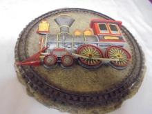 Steam Locomotive Round Wall Plaque