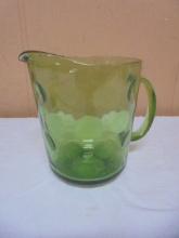 Vintage MCM Hazel Atlas El Dorado Green Glass Pitcher