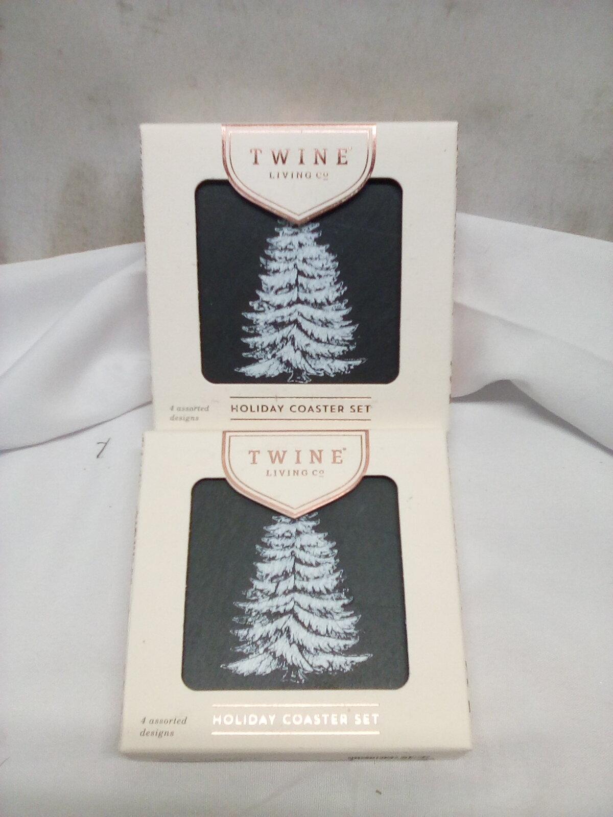 Qty 2 Slate Coaster Set of 4 Assorted Designs