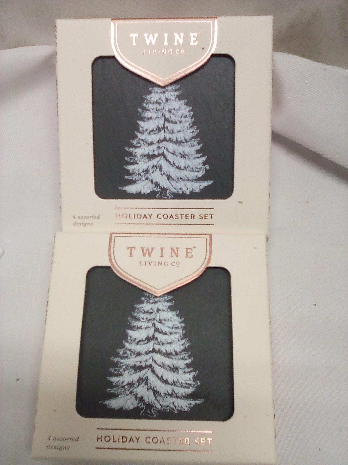 Qty 2 Slate Coaster Set of 4 Assorted Designs