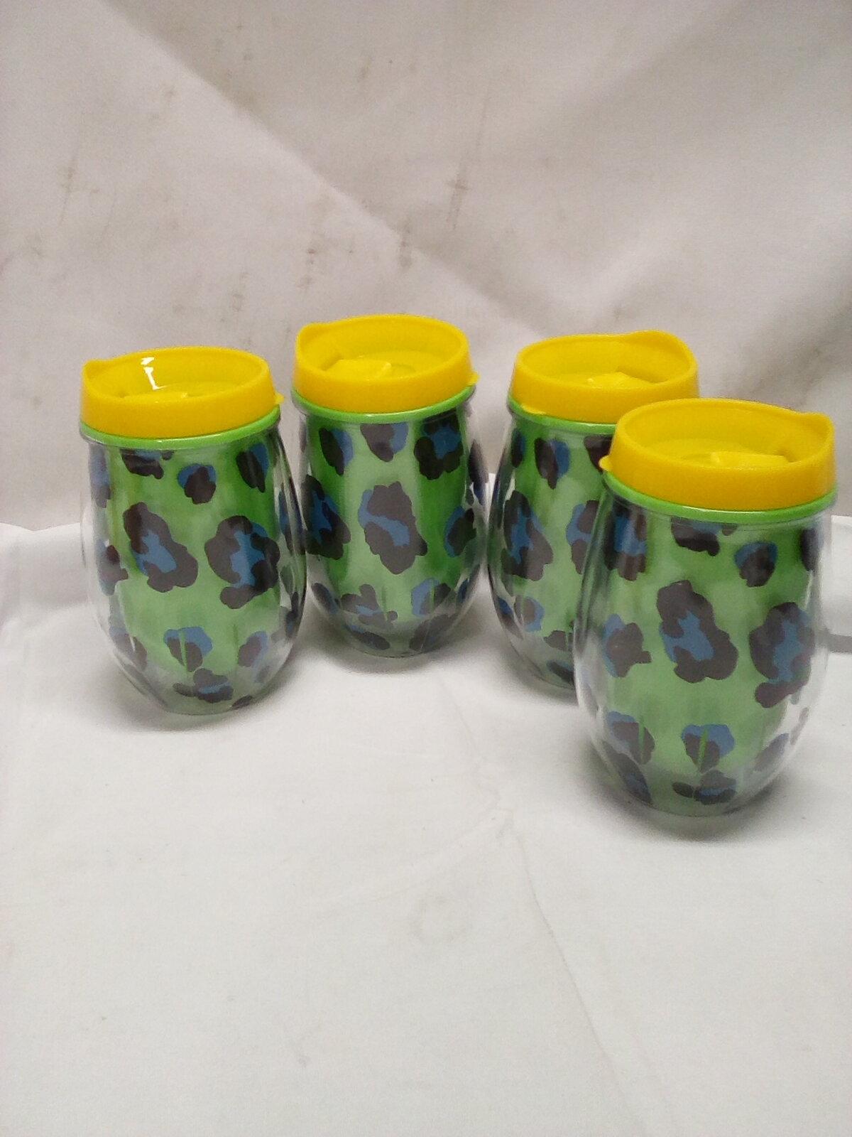 Qty 4 Plastic Lidded Tumblers