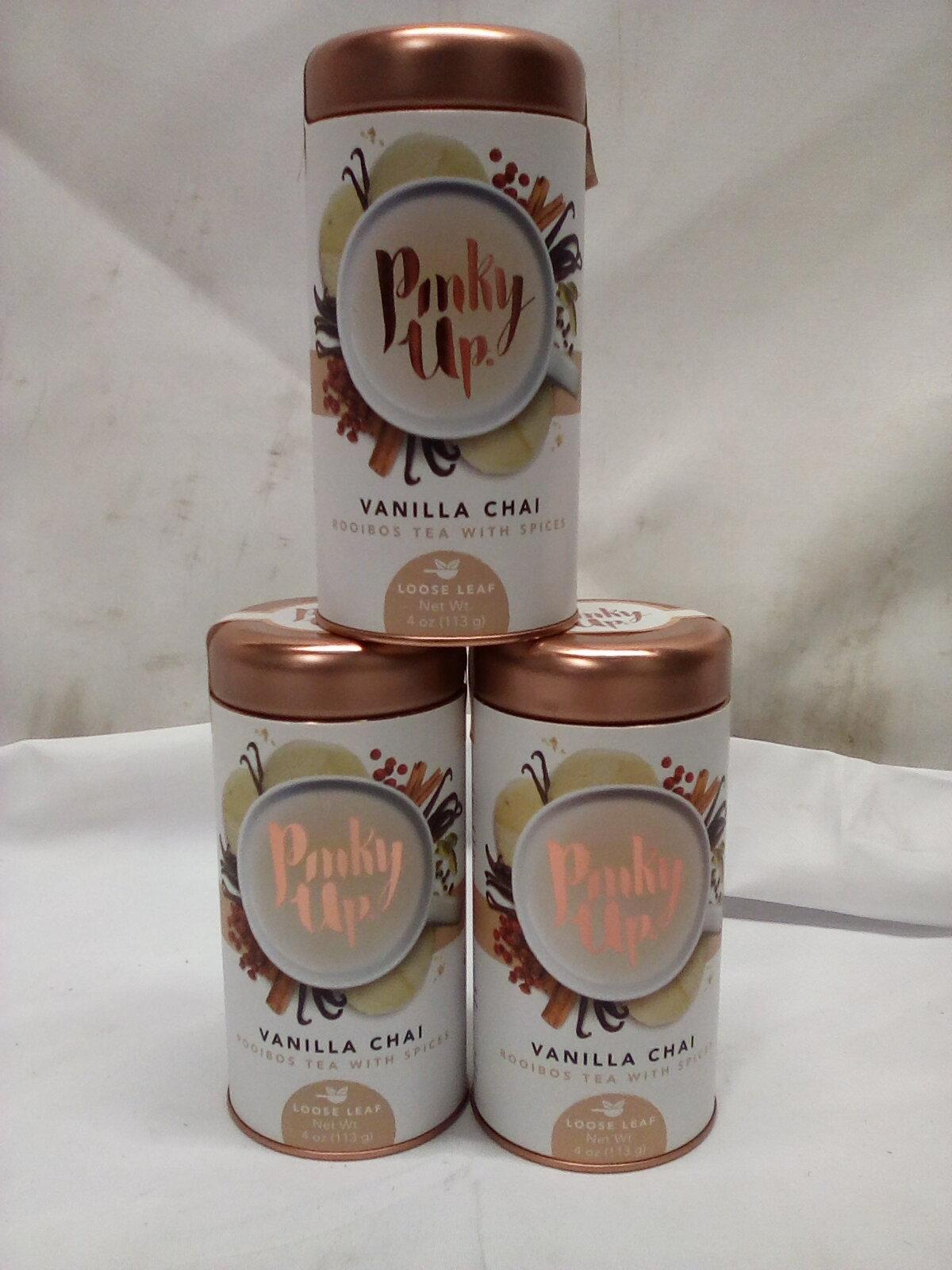 Qty 3 Pinky Up Vanilla Chai Rooibos Tea with Spices Loose Leaf 4oz