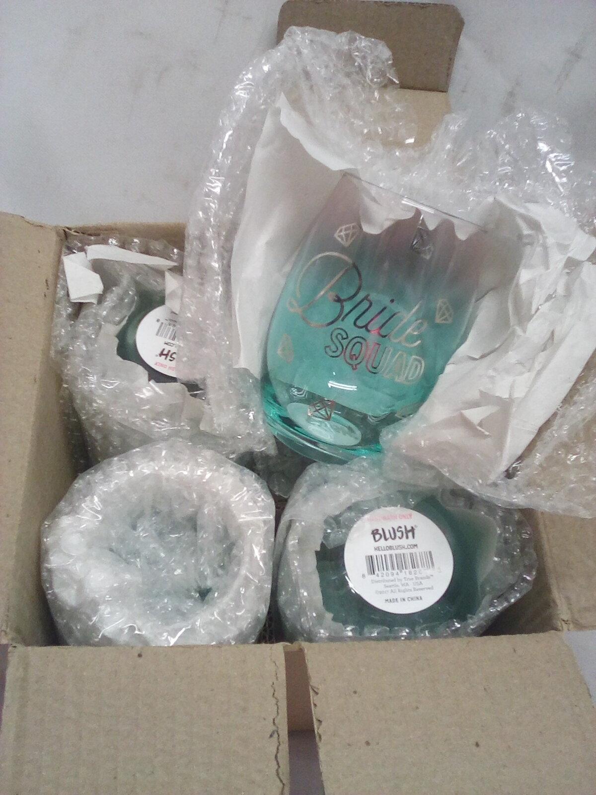 Full Case of 4 BLUSH Brand “Bride Squad” Stemless Wine Glass