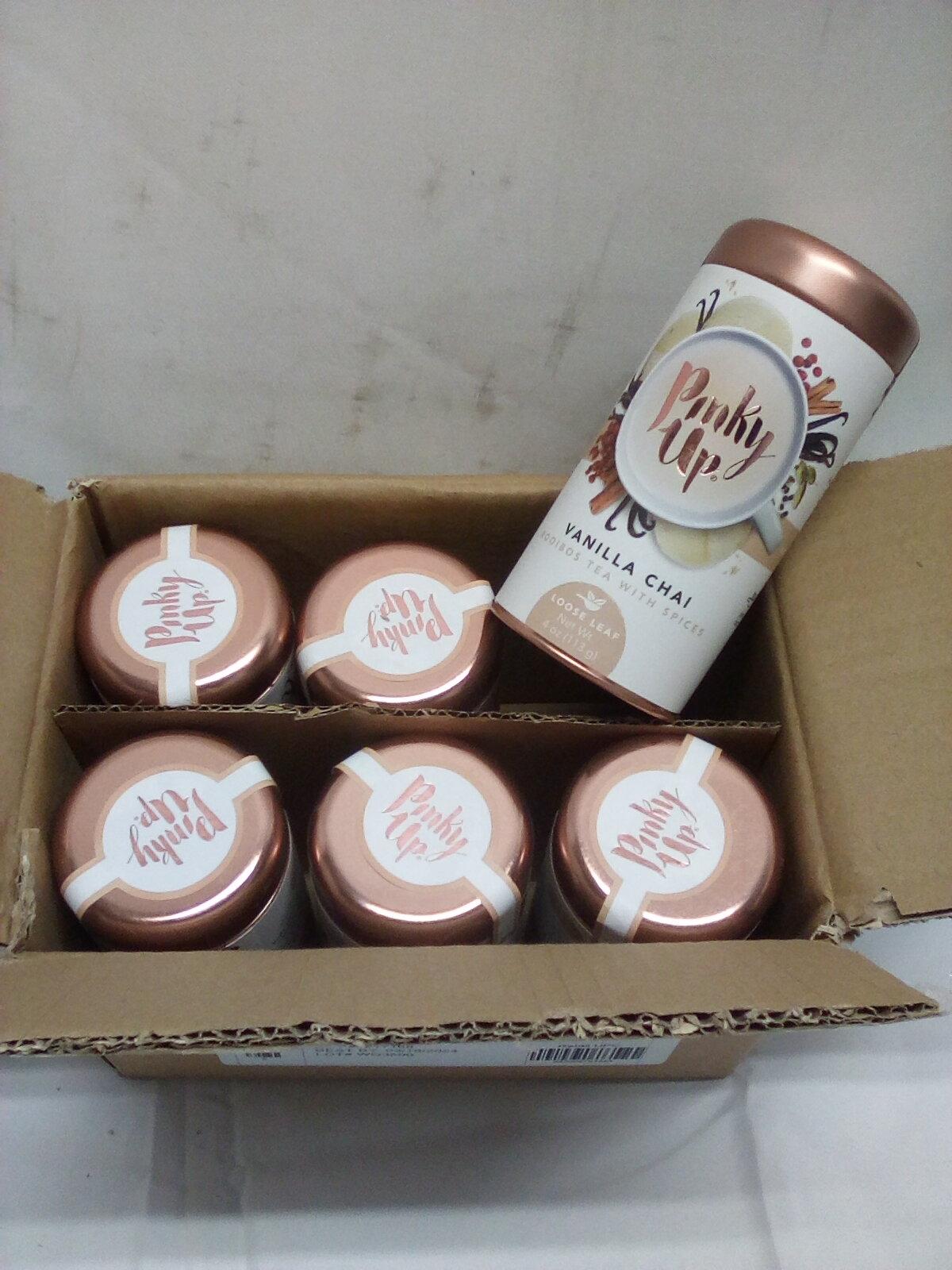 Case of 6 PinkyUp! Loose Leaf Vanilla Chai Rooibos Tea w/ Spices Tins