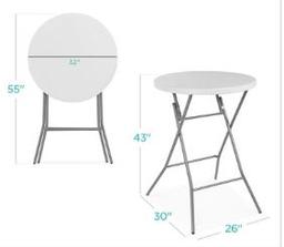 Bar Height Folding Table Indoor Outdoor Accessory w/ Thick Table Top - 32in