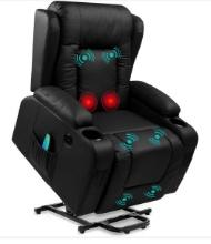 Electric Power Lift Recliner Massage Chair w/ Heat, USB Port, Cupholders