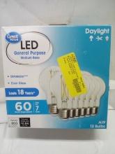 LED General Purpose Med Base 60w equivalent 12 clear bulbs