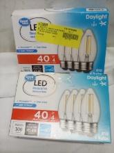 Qty 2 LED Decorative Med Base 40w equivalent daylight B10 4 bulbs