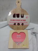 Charcuterie Board & Utensils/ Wood Heart Photo Frame
