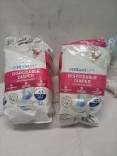 Qty 2 Vibrant Life Disposable Diapers for Dogs Size XS 12ct