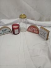 Home sign candle mason jar lot