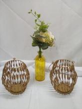 2 Hanging Tealight holder and vase with flower