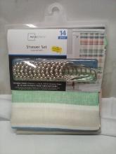 14pc Shower Set- Curtain, Liner,12 Hooks