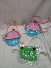 Lot of 3 Assorted Design Decorative See-Through Carry Bags