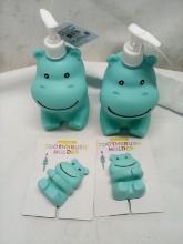 Qty 2 Hippo Soap Dispenser/ Qty 2 Hippo Toothbrush Holder