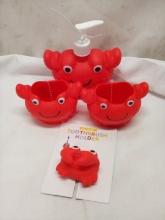 Qty 1 Crab Soap Dispenser/ Qty 2 Crab Cups/ Qty 1 Crab Toothbrush Holder