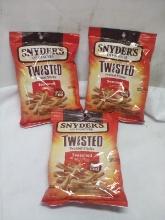 Lot of 3 Snyders 5oz Bags of Twisted Seasoned Pretzel Sticks