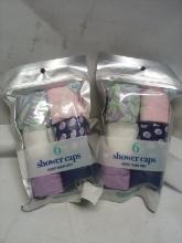 2 Packs of 6 Conair Assorted Color and Print Shower Caps