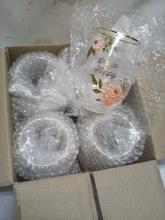 Full Case of 4 Decorative Gold Rimmed “Choose Happy” Stemless Wine Glasses