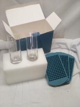 5Pc Host Drink Set- 3 Mini Cubed Ice Trays, 2 Glasses