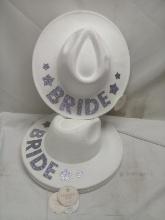 Lot of 6 White Felt “Bride” Panama Hats
