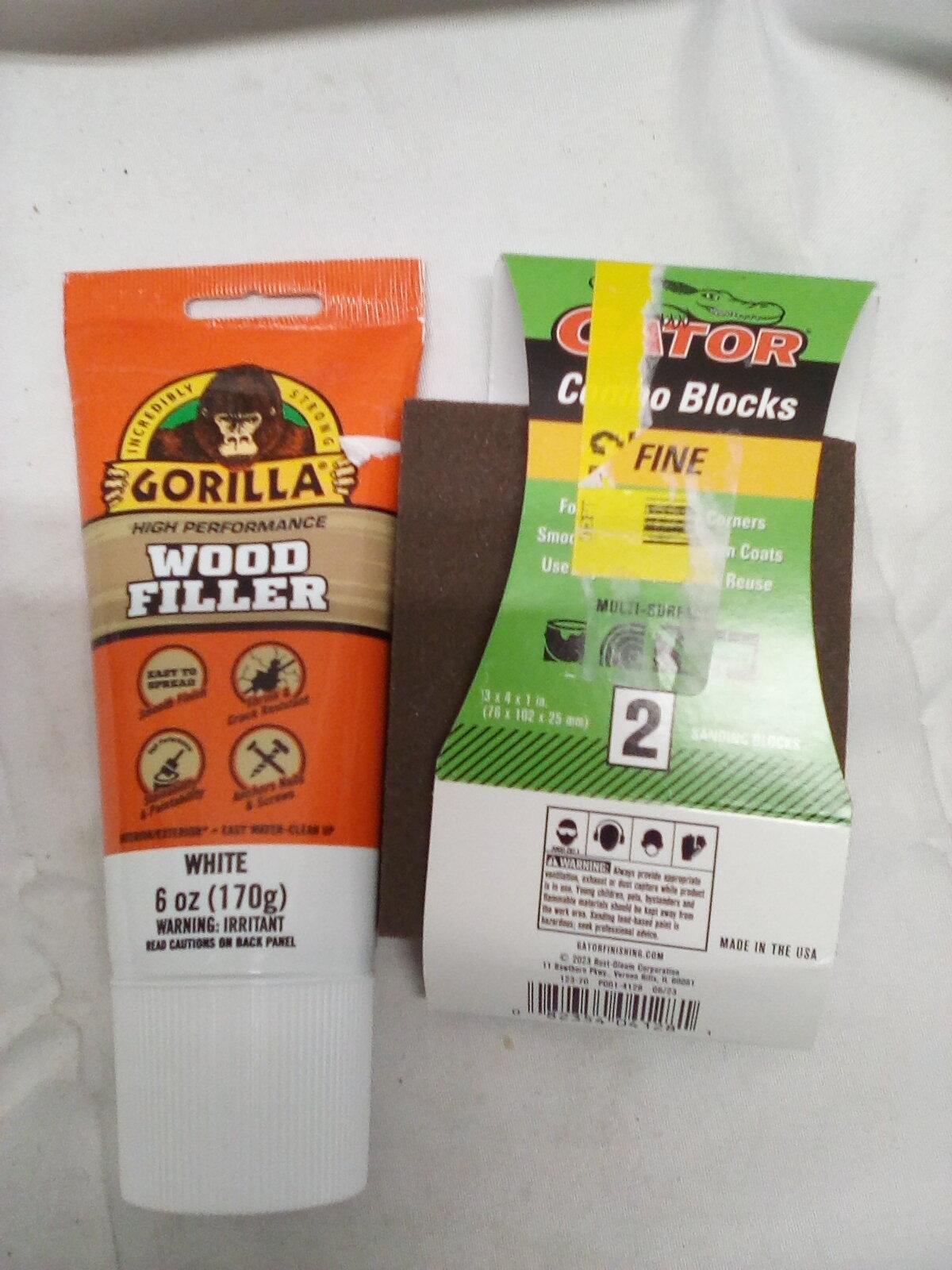 Gorilla Wood Filler White/ Gator Fine Sanding Block