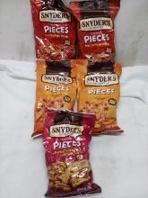 Qty 5 Snyder Pretzel Piece Hot Buffalo Wing, Cheddar Cheese, Honey Mustard & Onion