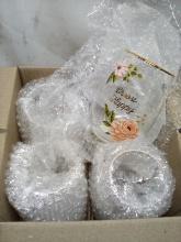 Full Case of 4 Decorative Gold Rimmed “Choose Happy” Stemless Wine Glasses