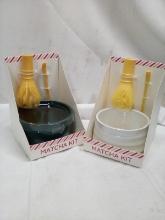 Pair of Matcha Kits- (1) White Bowl Set, (1) Green Bowl Set