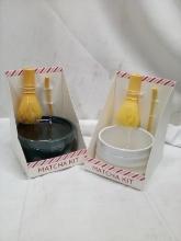 Pair of Matcha Kits- (1) White Bowl Set, (1) Green Bowl Set