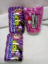Qty 2 Mentos Sour Grape Gum 28pc/ Qty 1 Icebreakers Raspberry Sorbet 40pc