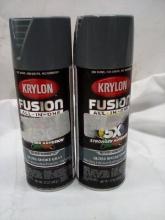 Qty 2 Krylon Paint + Primer Gloss Smoke Gray