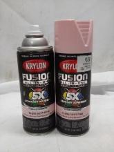 Qty 2 Krylon Paint + Primer Gloss Soft Pink