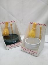 Pair of Matcha Kits- (1) White Bowl Set, (1) Green Bowl Set