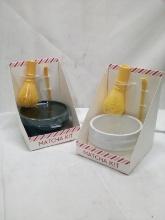 Pair of Matcha Kits- (1) White Bowl Set, (1) Green Bowl Set