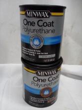 2Pc Minwax 1Qt One Coat Polyurethane Lot- (1) Clear Semi Gloss, (1) Clear Gloss