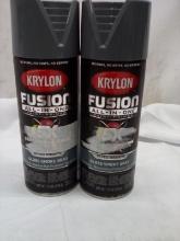 Qty 2 Krylon Paint + Primer Gloss Smoke Gray