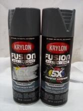 Qty 2 Krylon Paint + Primer Gloss Smoke Gray