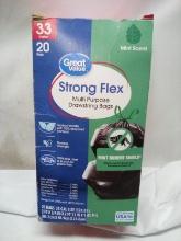 20ct Strong Flex Multi Purpose Drawstring 33 Gallon Bags
