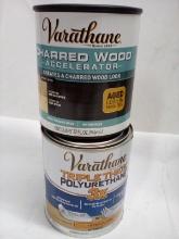 2Pc Valathane 1Qt Tubs Lot- (1) Clear Semi-Gloss Triple Thick, (1) Charred Accel.