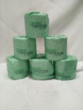 Lot of 6 Green Heritage Pro Resolute Tissue/Toilet Paper Rolls