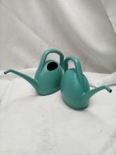 Pair of 56oz Green/Blue Watering Cans