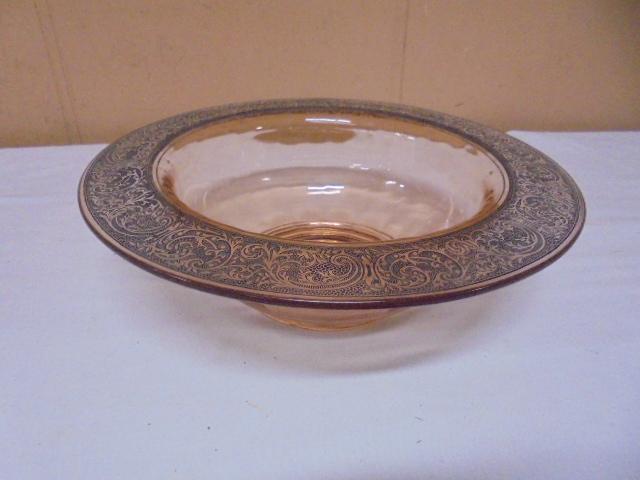 Beautiful Pink Depression Rolled Edge Console Bowl