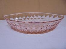 Vintage Jeanette Windsor Diamond Pink Depression Glass Boat Bowl