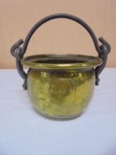 Vintage Brass Kettle w/ Iron Handle