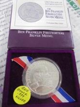 Ben Franklin .999 1 Ounce Silver Firefighters Medal